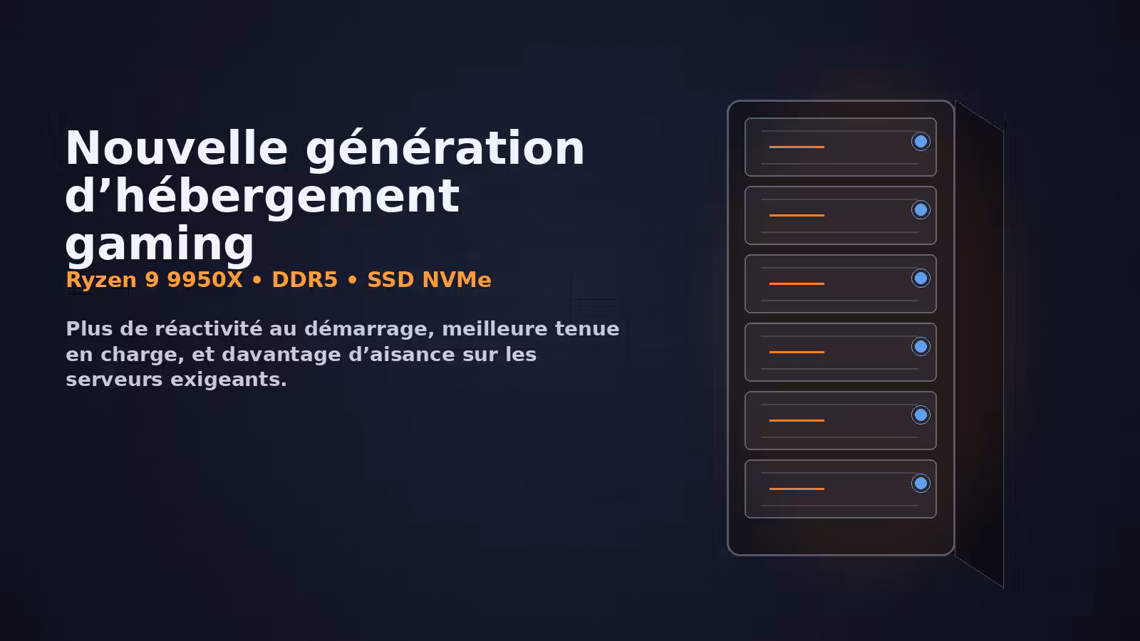 Serveurs de jeux Koinswift Ryzen 9 9950X avec DDR5 et SSD NVMe