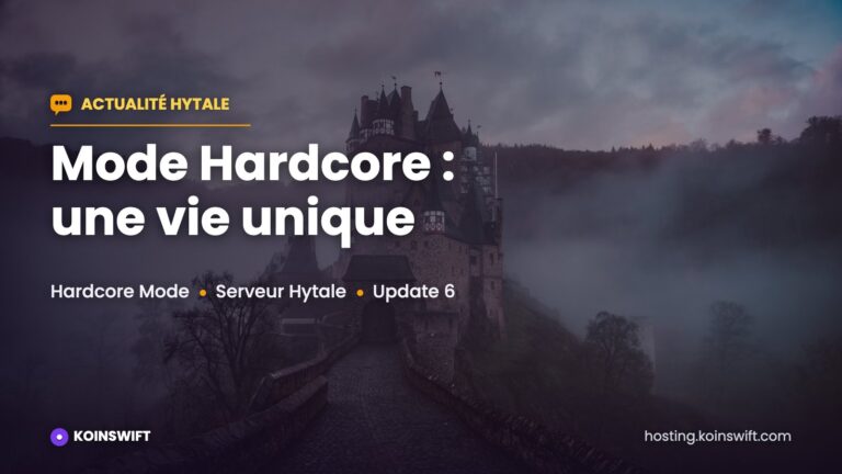 Illustration de couverture Hytale Update 6, mode Hardcore, château dans la brume