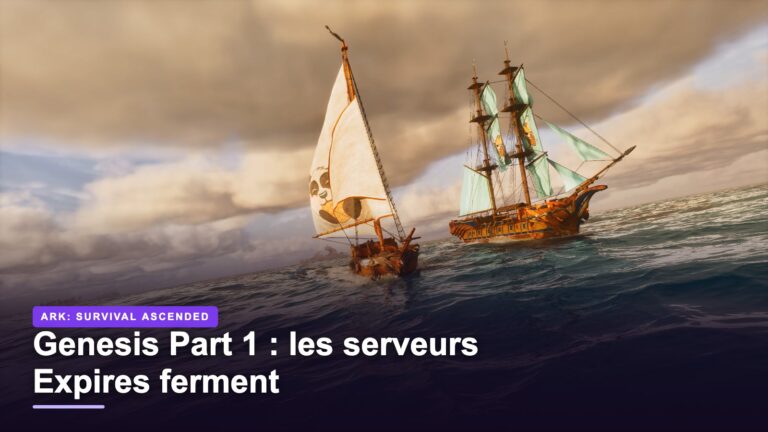 Deux voiliers naviguent sur l’océan de Genesis Ascended Part 1 dans ARK: Survival Ascended