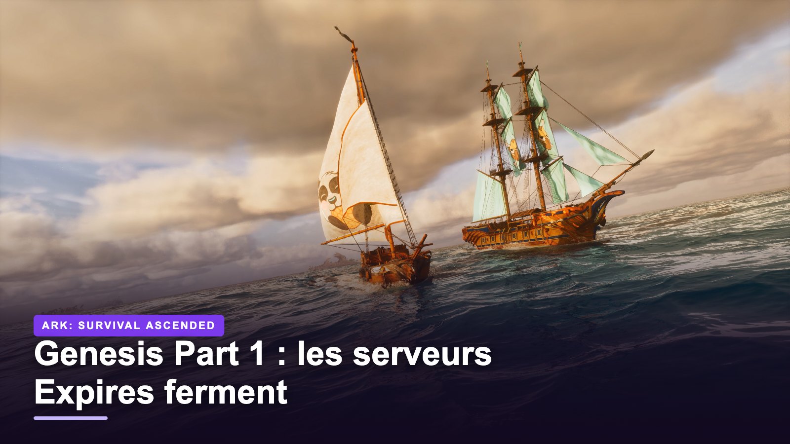 Deux voiliers naviguent sur l’océan de Genesis Ascended Part 1 dans ARK: Survival Ascended