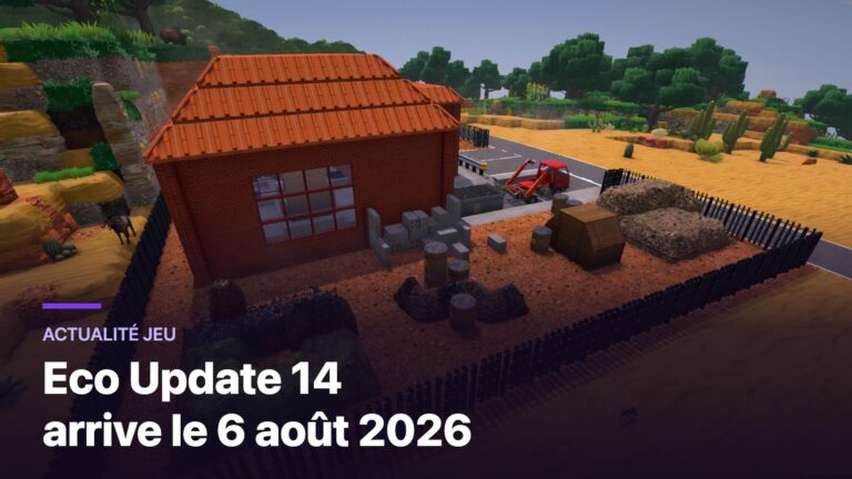 Zone de production dans Eco avec des blocs de déchets, des conteneurs et un véhicule, illustrant l'Update 14 Garbage & Recycling