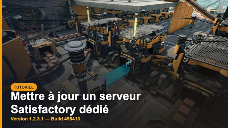 Usine Satisfactory en fonctionnement, illustration du tutoriel de mise à jour d’un serveur dédié en 1.2.3.1