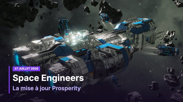 Station spatiale de Space Engineers illustrant la mise a jour Prosperity du 27 juillet 2026